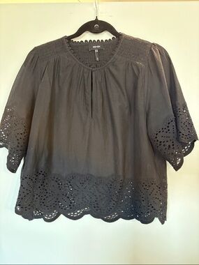 ME+ EM Cotton Lace Flower Boderie Blouse